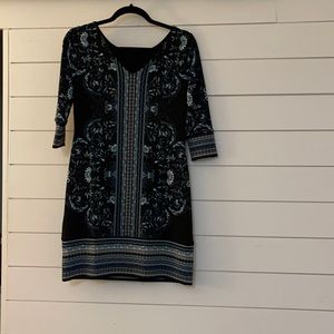 Black & blue patterned dress